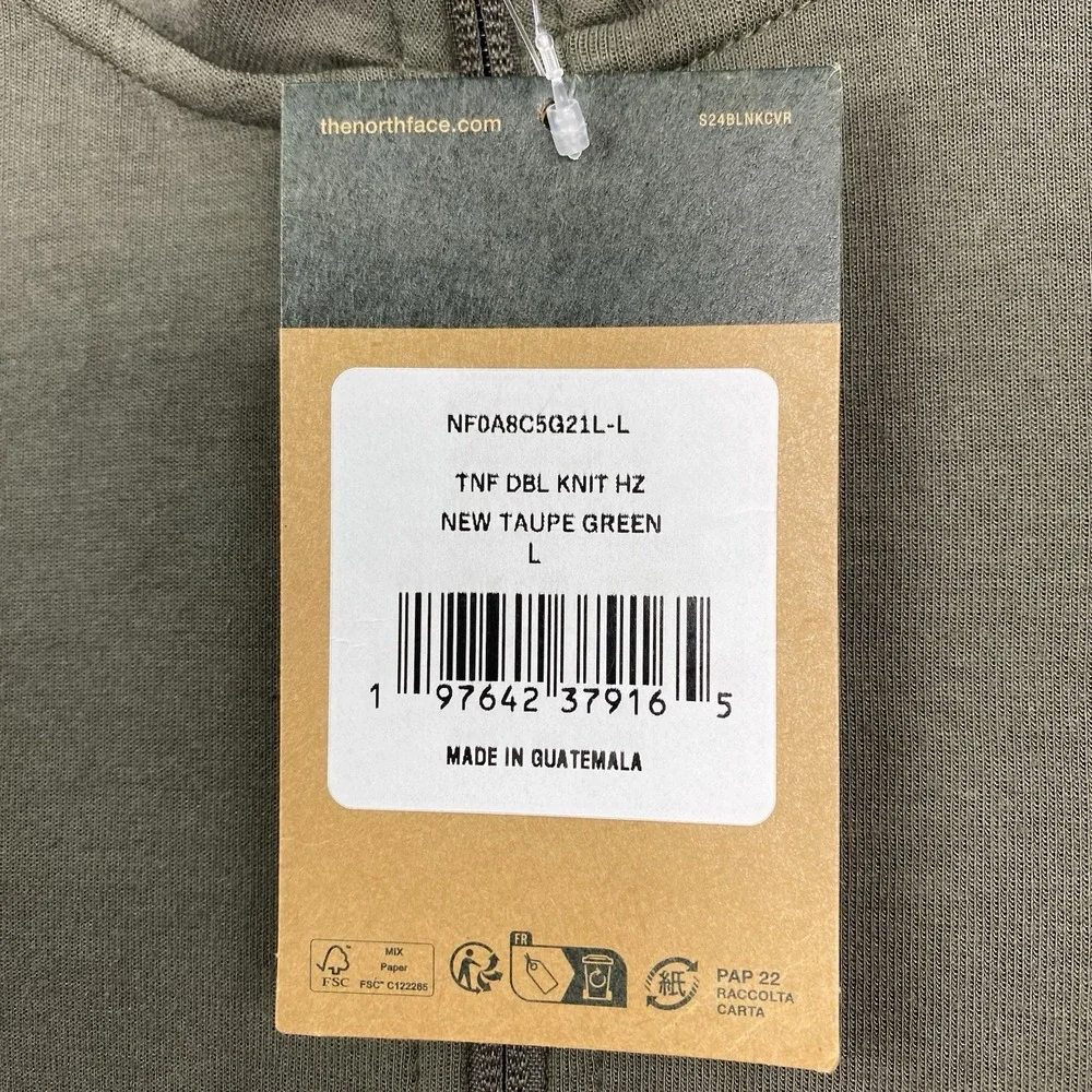 The North Face Sweatshirt Mens Large Taupe Green Double Knit Half Zip Pullover